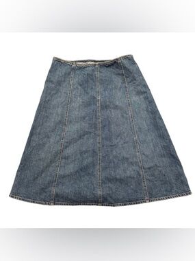 Vintage GAP Denim Boho A-line Midi Skirt Size 10 Coastal Cowgirl Folk Preppy